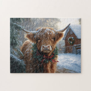Quebra-cabeça Highland Cow Rustic Barnyard Natal