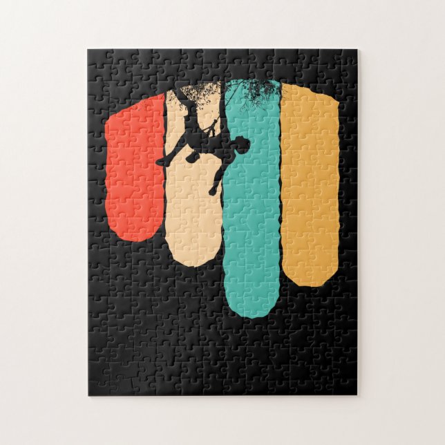 Quebra-cabeça Hiker Retro Montanhista em Escala de Rochas Incrív (Vertical)