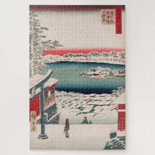 Quebra-cabeça Hilltop Snow View Vintage Ukiyo-e Art Japonês