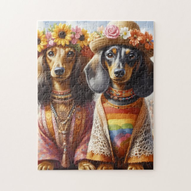 Quebra-cabeça Hippie Dachshances (Vertical)
