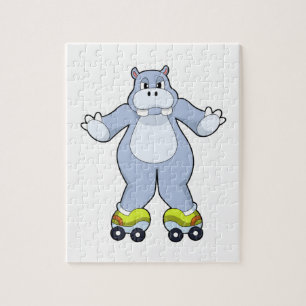 Quebra-cabeça Hippo com skates Roller