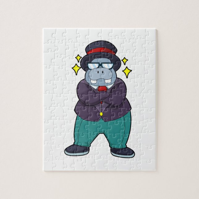 Quebra-cabeça Hippo como Noivo com Terno.PNG (Vertical)