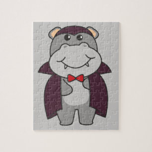 Quebra-cabeça Hippo Halloween Cute Devil Vampire Costume Jigsee