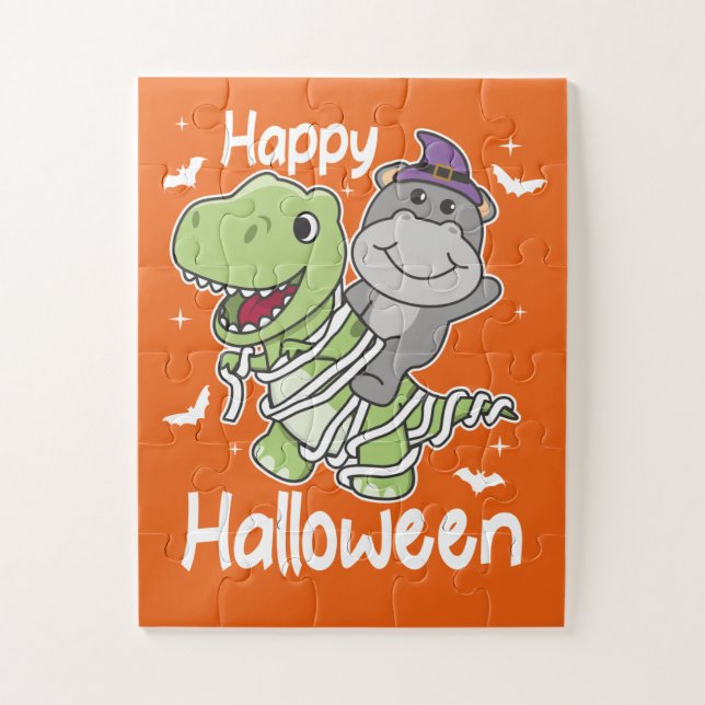 Quebra-cabeça Hippo Happy Halloween T-rex Mummy Costume (Vertical)