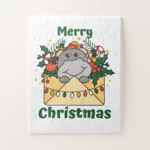Quebra-cabeça Hippo - Letra Natal dos Animais de inverno Hippos