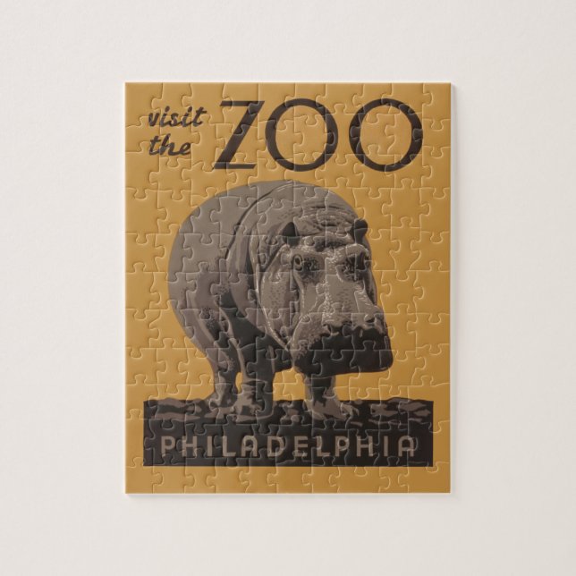 Quebra-cabeça Hippopotamus vintage hippo zoo poster wpa (Vertical)