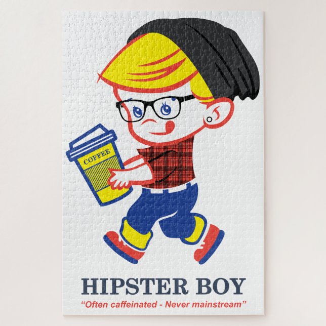 Quebra-cabeça Hipster Boy - Ilustração de paródia (Vertical)