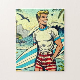 Quebra-cabeça Histórias em quadrinhos do Surf Retro Beach
