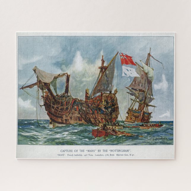 Quebra-cabeça HMS Nottingham e navio de guerra Mars 1703 (Horizontal)