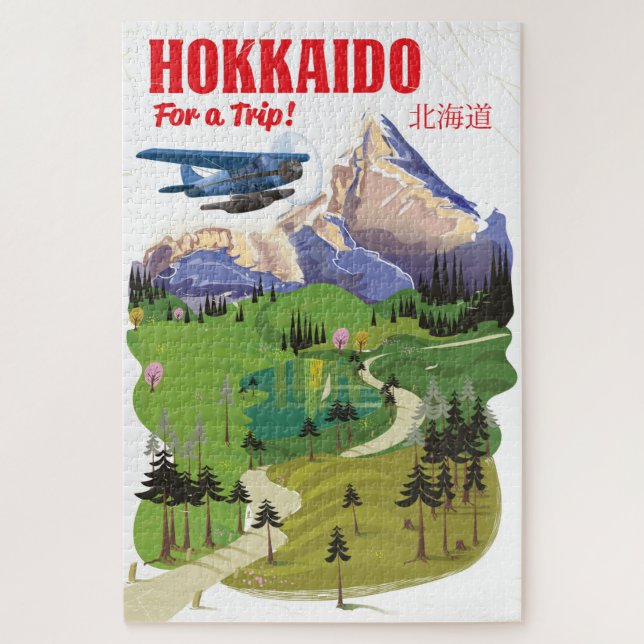 Quebra-cabeça Hokkaido japan vintage poster de viagens (Vertical)