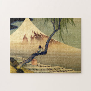 Quebra-cabeça Hokusai Boy Vivendo o Monte Fuji Japonês