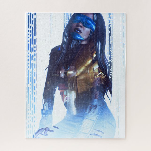 Quebra-cabeça Holograma neo do Android do Cyberpunk (Vertical)