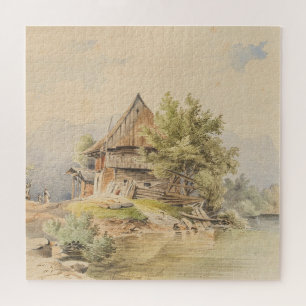 Quebra-cabeça Holzhütte am See - Carl Lafite