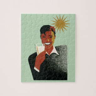 Quebra-cabeça Homem Art Déco Vintage, Bebidas Frias no Verão
