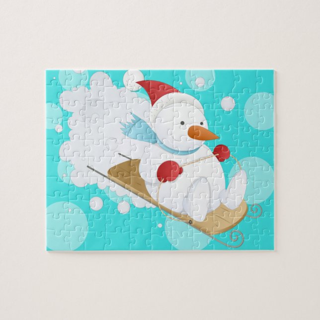 Quebra-cabeça Homem de Neve de Cartoon (Horizontal)