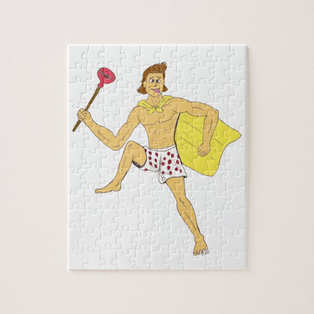 Quebra-cabeça homem do desentupidor e da cueca (Vertical)