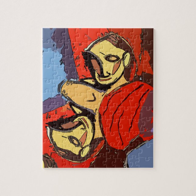 Quebra-cabeça Homem Espelho Com Toalha Azul, (Vertical)