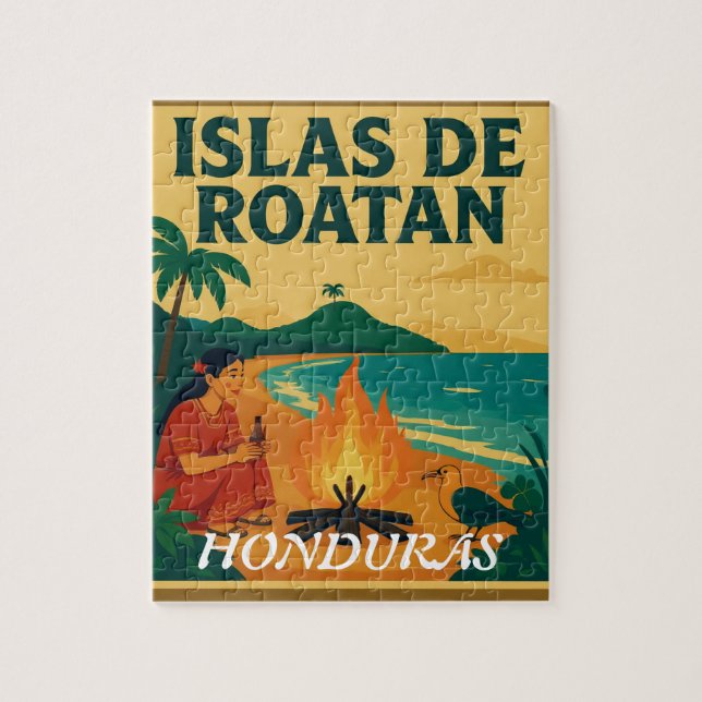 Quebra-cabeça  Honduras ISLAS DE ROATAN Retro poster (Vertical)