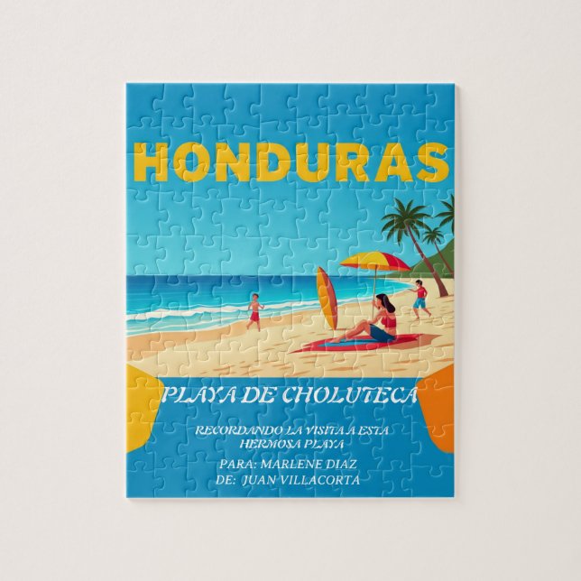 Quebra-cabeça  Honduras PLAYA DE CHOLUTECA Retro poster (Vertical)
