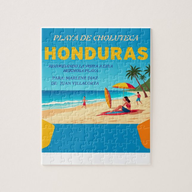 Quebra-cabeça  Honduras PLAYA DE CHOLUTECA Retro poster (Vertical)