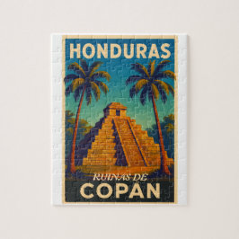Quebra-cabeça  HondurasRuinas de Copán Retro poster