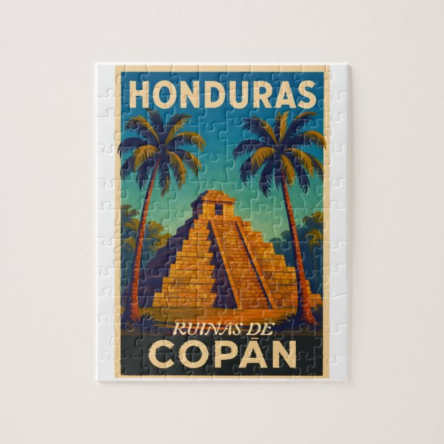 Quebra-cabeça  HondurasRuinas de Copán Retro poster (Vertical)