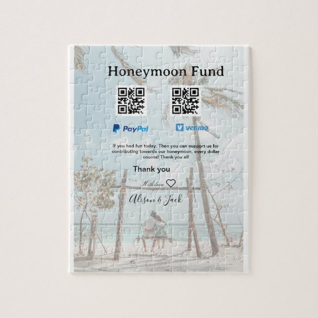Quebra-cabeça Honeymoon fund venomo paypal donation Q R couple (Vertical)