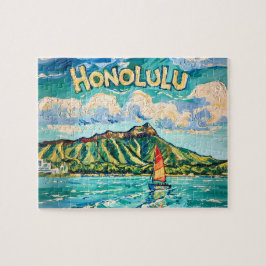 Quebra-cabeça Honolulu Havaí Paisagem de Viagem Vintage Van Gogh
