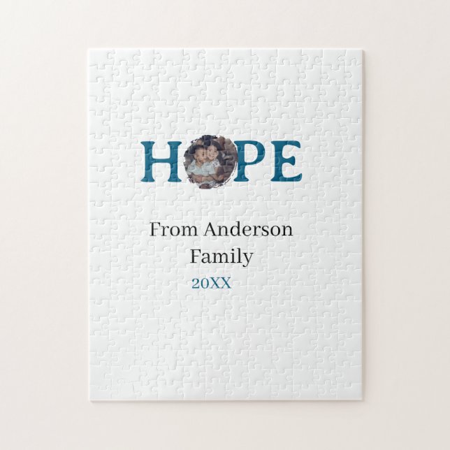Quebra-cabeça Hope blue holidays bold letter kids photo name yea (Vertical)