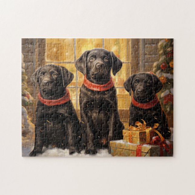 Quebra-cabeça Hora de Natal do Labrador (Horizontal)