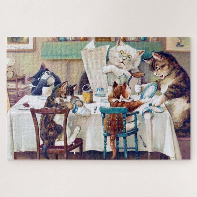 Quebra-cabeça Hora do Café da Gata, Louis Wain (Horizontal)