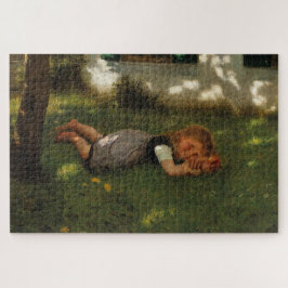 Quebra-cabeça Hora do lanche (Garota Doce Deitada na Grama)