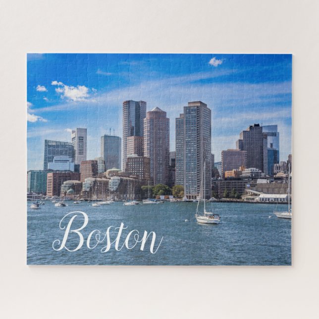 Quebra-cabeça Horizonte de Boston Massachusetts (Horizontal)