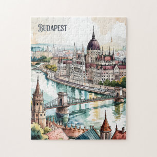 Quebra-cabeça Horizonte de Budapeste Hungria Parlamento Rio Danú