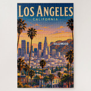 Quebra-cabeça Horizonte de Los Angeles e Hollywood Hills Retro