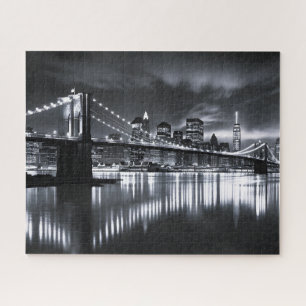 Quebra-cabeça Horizonte de Nova York Ponte do Brooklyn Monocromá