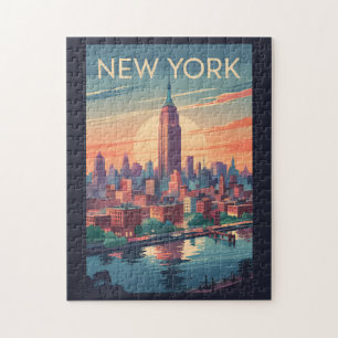 Quebra-cabeça Horizonte de Nova York Viagem Arte Vintage