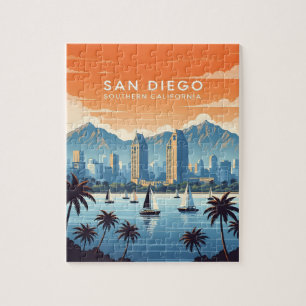 Quebra-cabeça Horizonte de San Diego antigo com veleiros