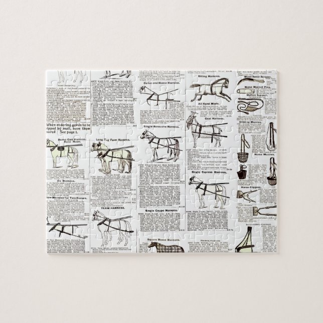 Quebra-cabeça Horse Antique Advertising Newpaper Art (Horizontal)
