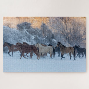 Quebra-cabeça Horse Drive in Winter on Hideout Ranch