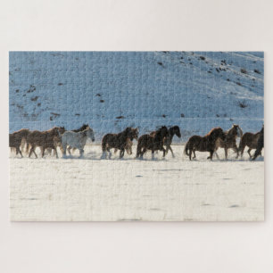 Quebra-cabeça Horse Drive in Winter on Hideout Ranch