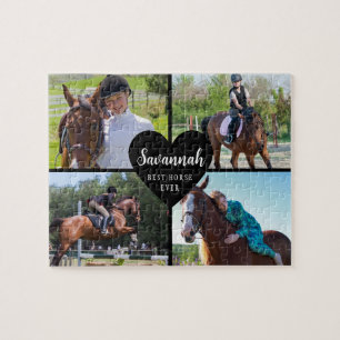Quebra-cabeça Horse Personalizado 4 Fotos Collage Black