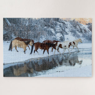 Quebra-cabeça Horses Crossing the Creek