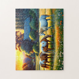 Quebra-cabeça Horses on Farm Wildflower Meadow