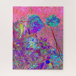 Quebra-cabeça Hortênsia Abstrata Roxa e Azul com Magenta