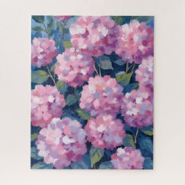Quebra-cabeça Hortênsias Rosa Bege Arte em Aquarela Floral
