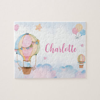 Quebra-cabeça Hot Air Balloons, Hearts & Clouds Personalized