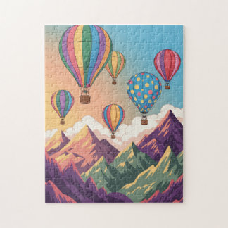 Quebra-cabeça Hot air balloons over mountains Puzzle