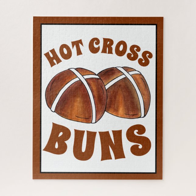 Quebra-cabeça Hot Cross Buns British Comida Baking Páscoa (Vertical)