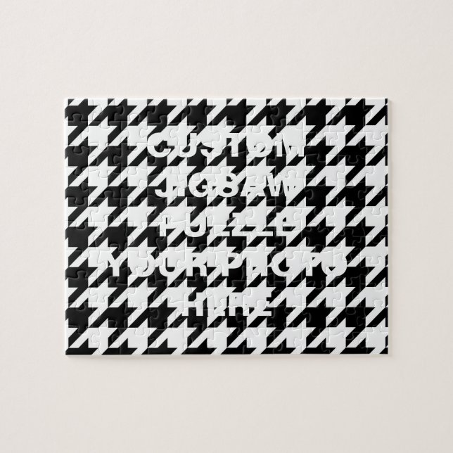 Quebra-cabeça Houndstooth preto e branco (Horizontal)